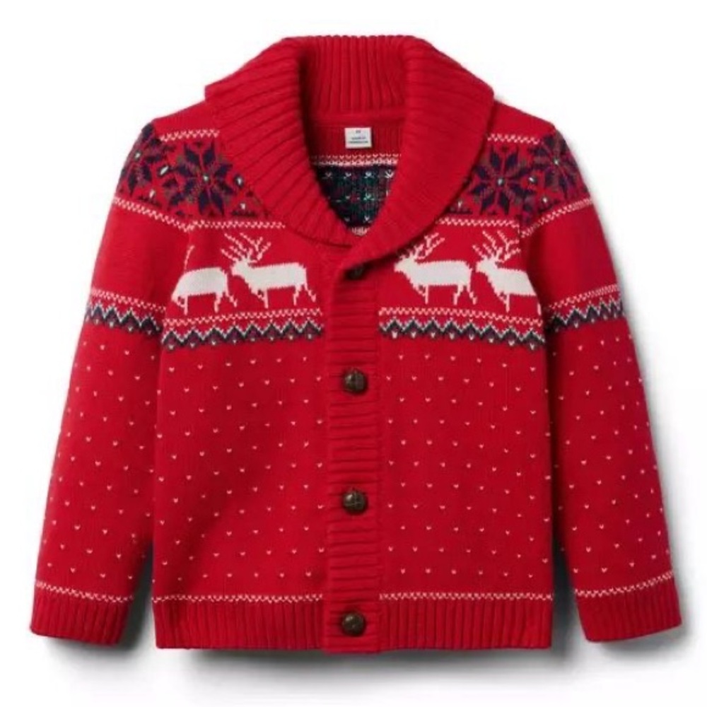 Janie and Jack Red Knit Holiday Cardigan Toddler size 3